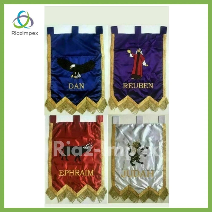 Masonic Royal Arch Veil Banners Set of 4 Satin Embroidered Ceremonial Regalia 