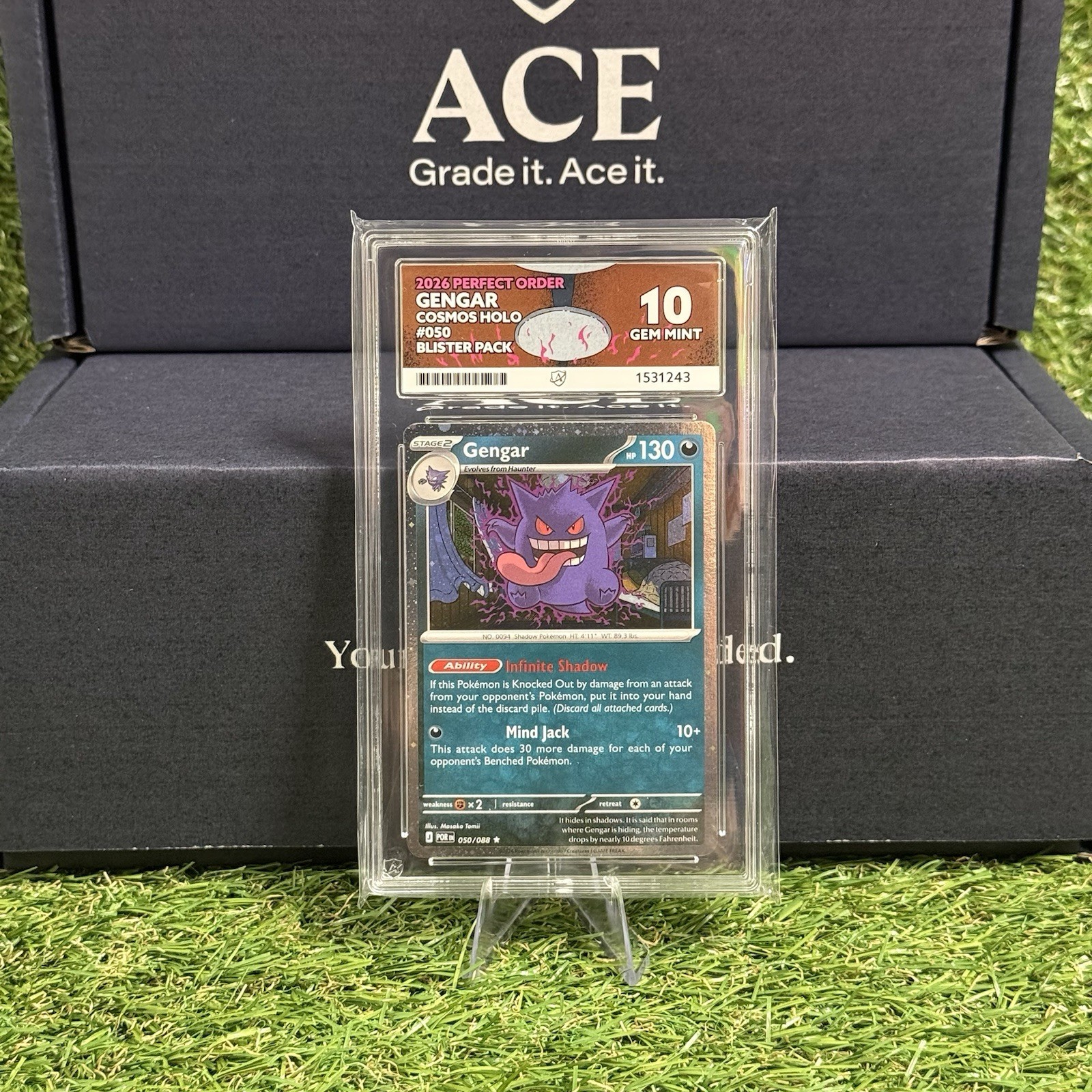 Gengar 050/088–Pokémon TCG Perfect Order | ACE 10 Gem Mint Cosmos Holo 1 Swirl🌀