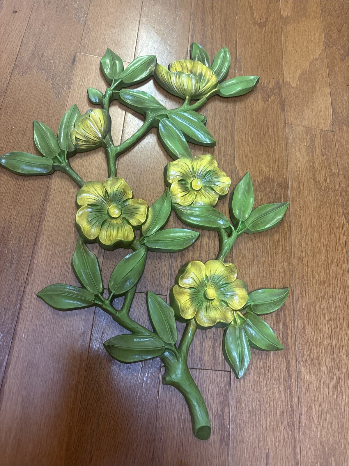 Vintage Dart 4564 MCM Floral Yellow & Green Flower Wall Plaque Decor 20.5\ Vintage Dart 4564 MCM Floral Yellow & Green Flower Wall Plaque Decor 20.5\