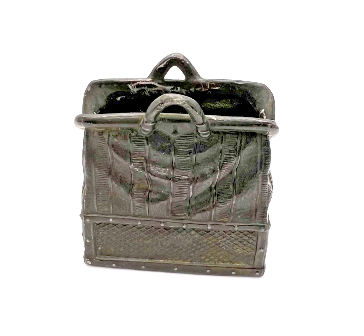 Antique Victorian Cast Iron Gladstone Bag Match Holder Striker 402 Purse Safe