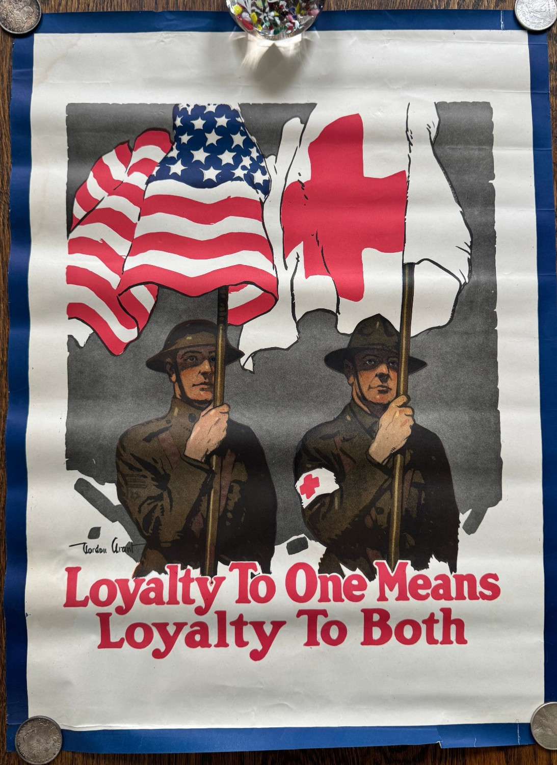 Original 1918 WWI Red Cross Poster Gordon Grant Loyalty to One Means Loyalty