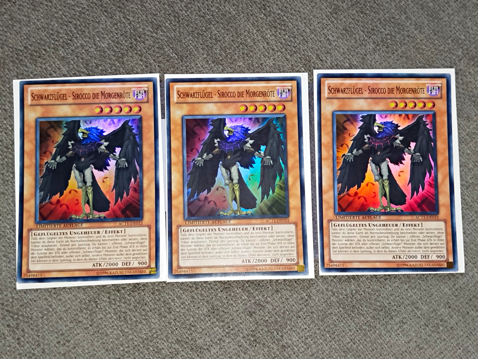 Yu-Gi-Oh 3x Blackwing Sirocco The Dawn AC11-EN013 Super Rare German Near Mint