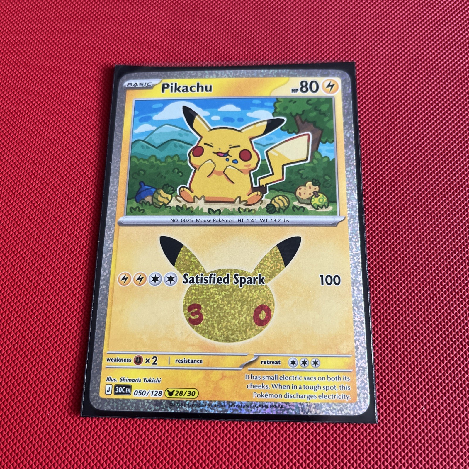Pikachu 050/128 Holo Rare 30th Anniversary Pokémon TCG