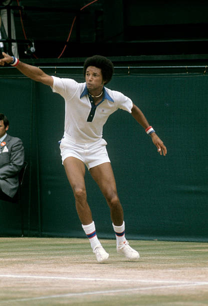 Arthur Ashe United States returns a shot a men\'s singles match at - Old Photo 15