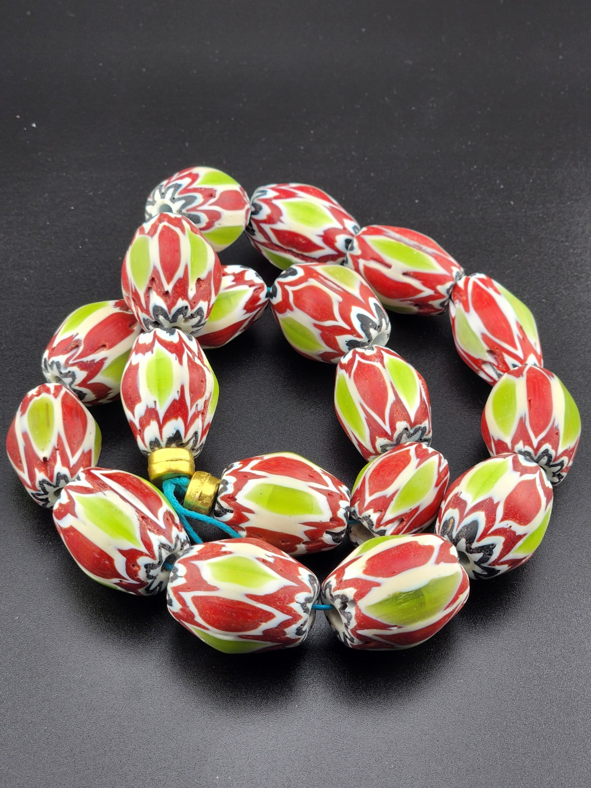 Vintage Venetian Style Chevron Beads 21mm Genuine Beads