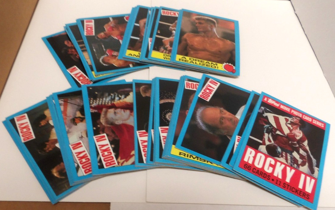 1985 TOPPS ROCKY IV 4 TRADING CARDS COMPLETE SET 66 CARDS +  11 STICKERS NRMT