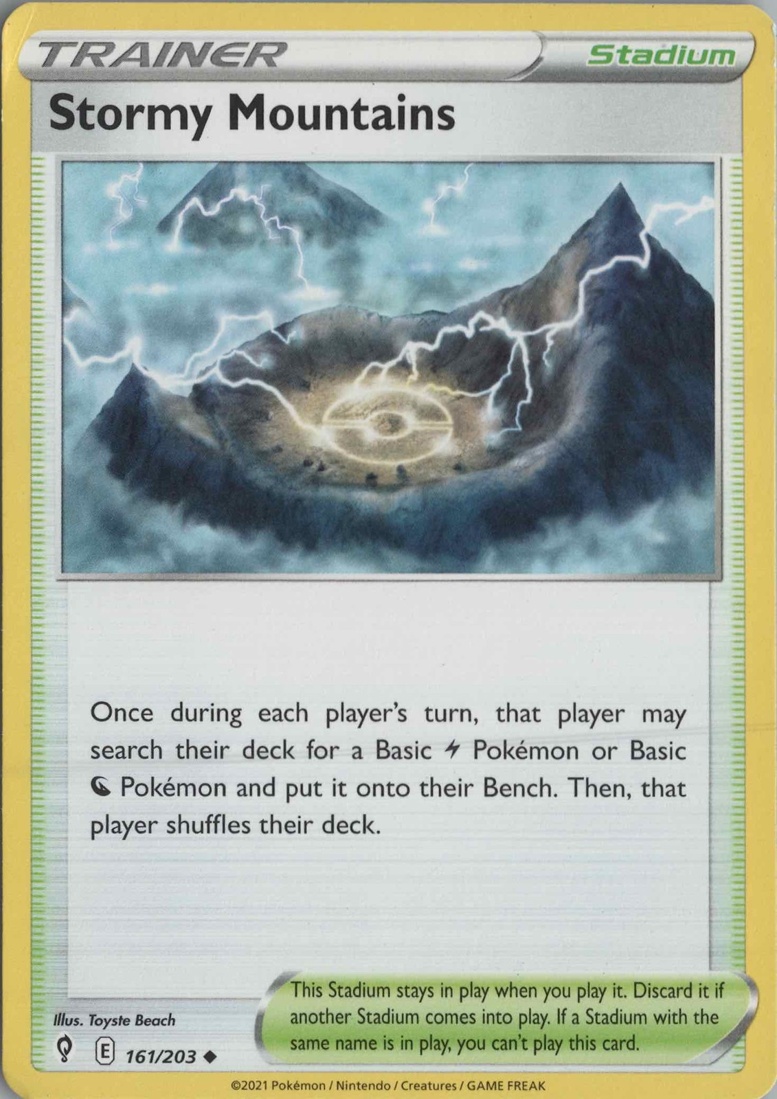 2021 POKÉMON STRENGTH EXPANSION PACK STADIUM #161 STORMY MOUNTAINS FULL ART