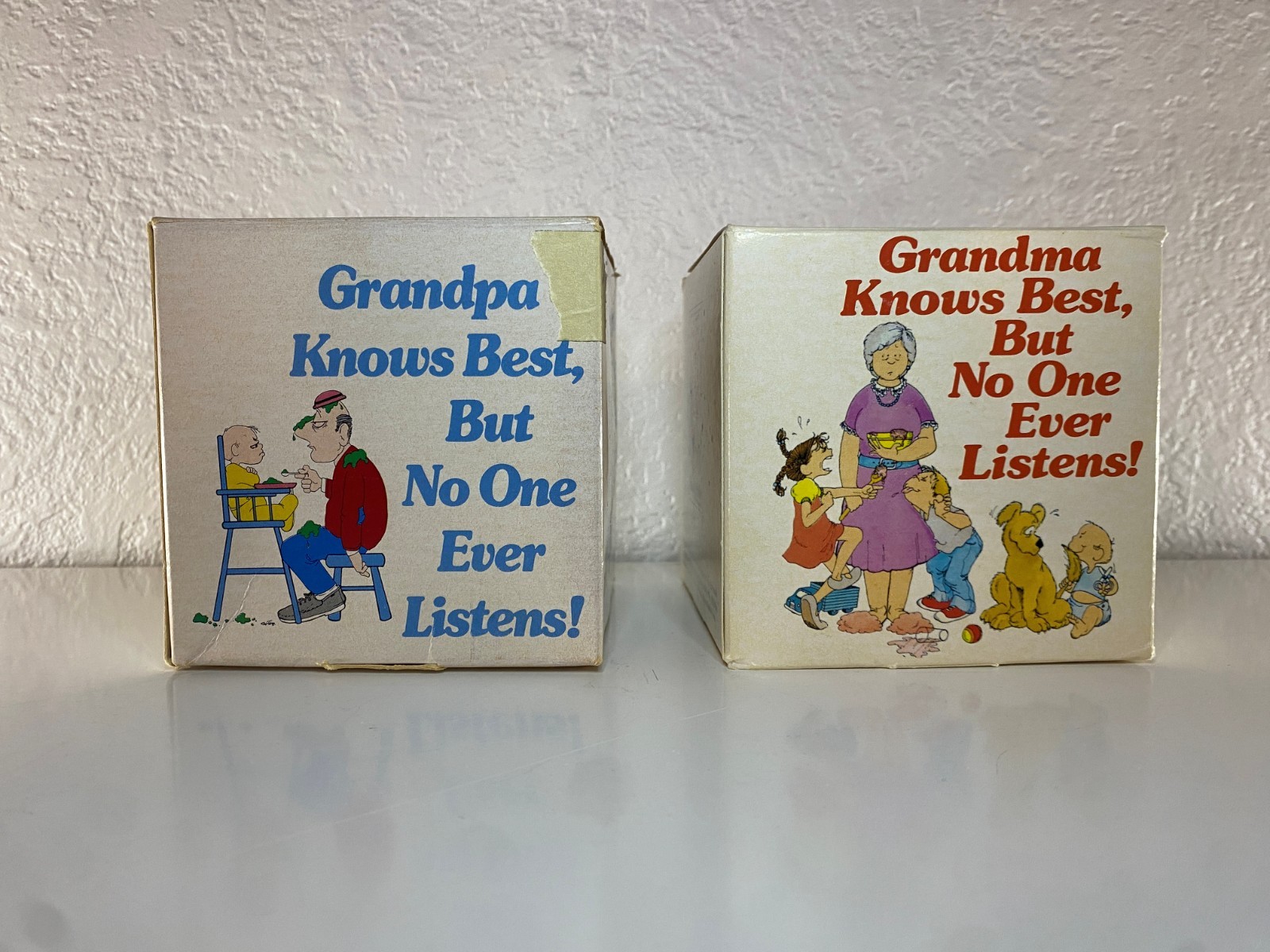 Grandma Grandpa Knows Best No One Listens Mug Set Meadowbrook 1987 1989 VTG