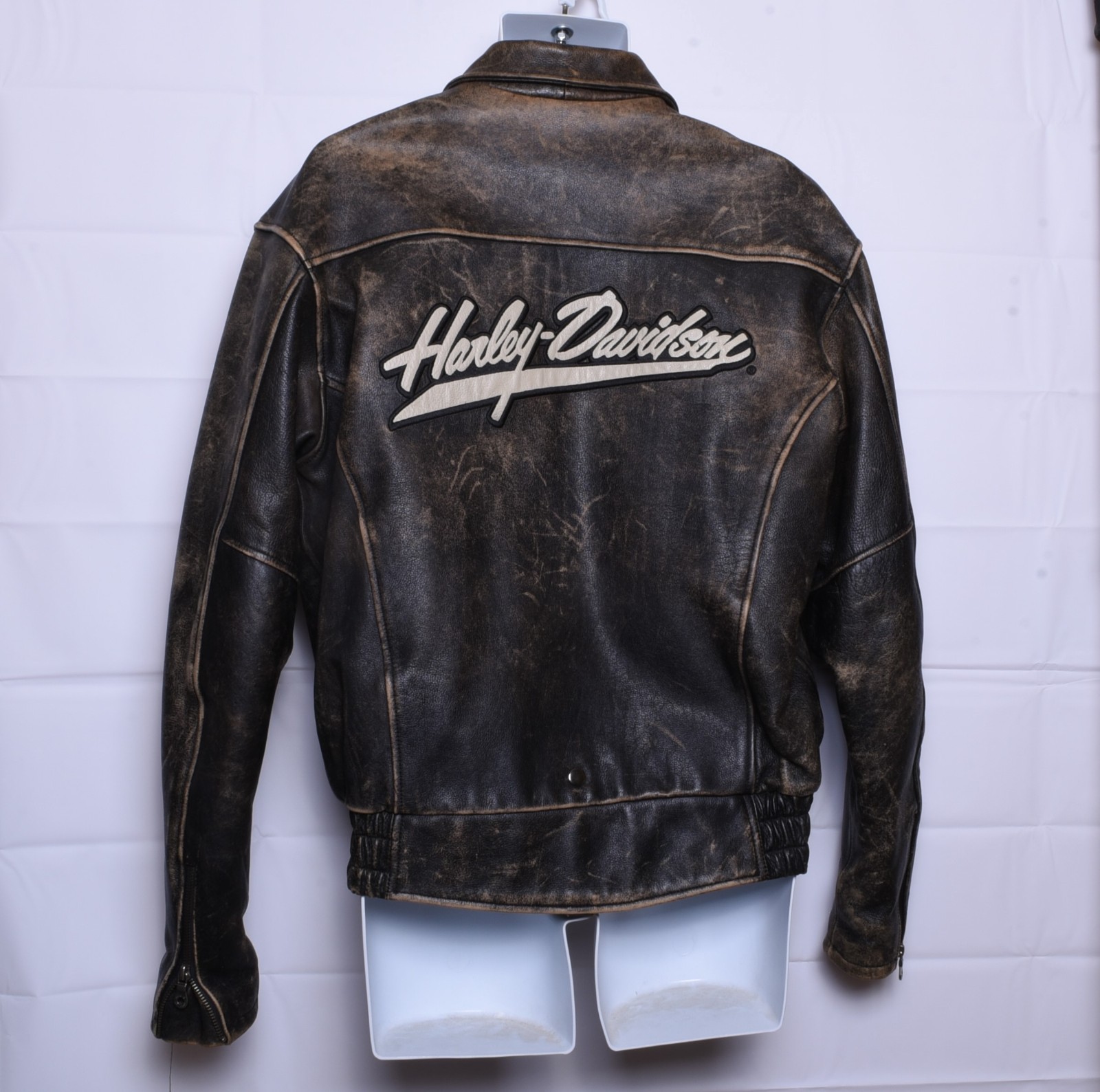 Harley Davidson MOTORCYCLE Distressed Brown Leather Jacket Size M Medium