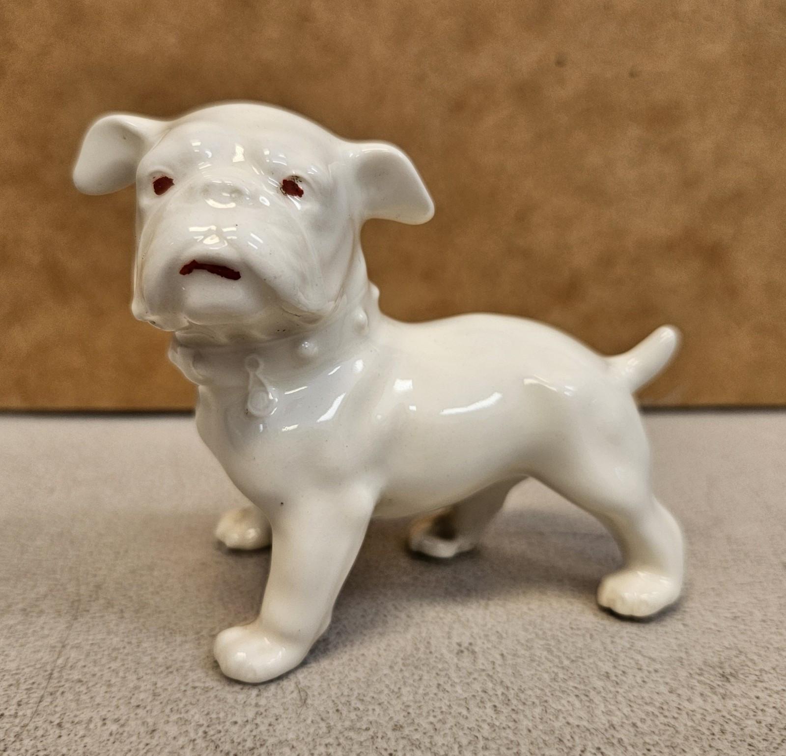 Vintage Antique BULLDOG With Red Eyes Figurine Statue MADE IN JAPAN
