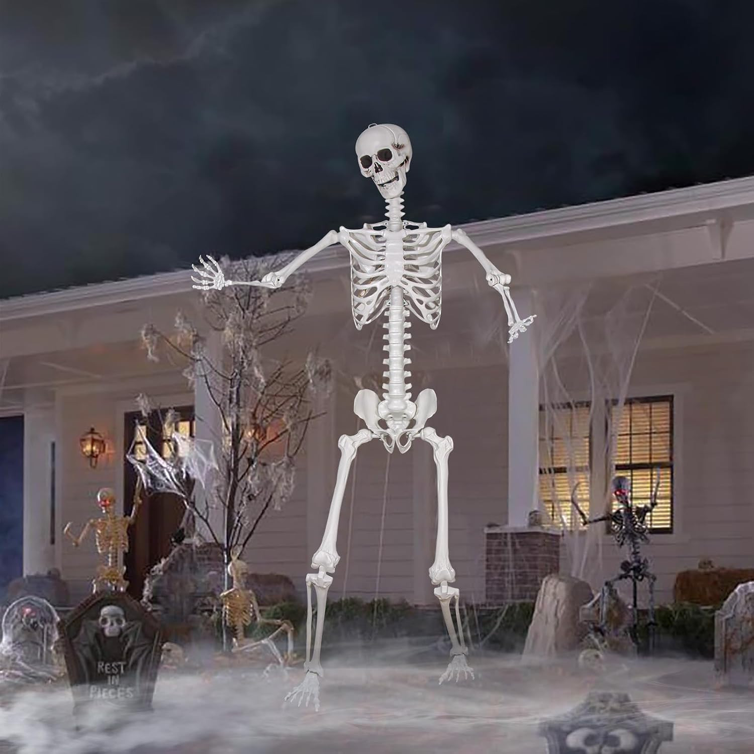 7.9FT Giant Halloween Skeleton Full Body Posable Joints Large Haunted House Deco