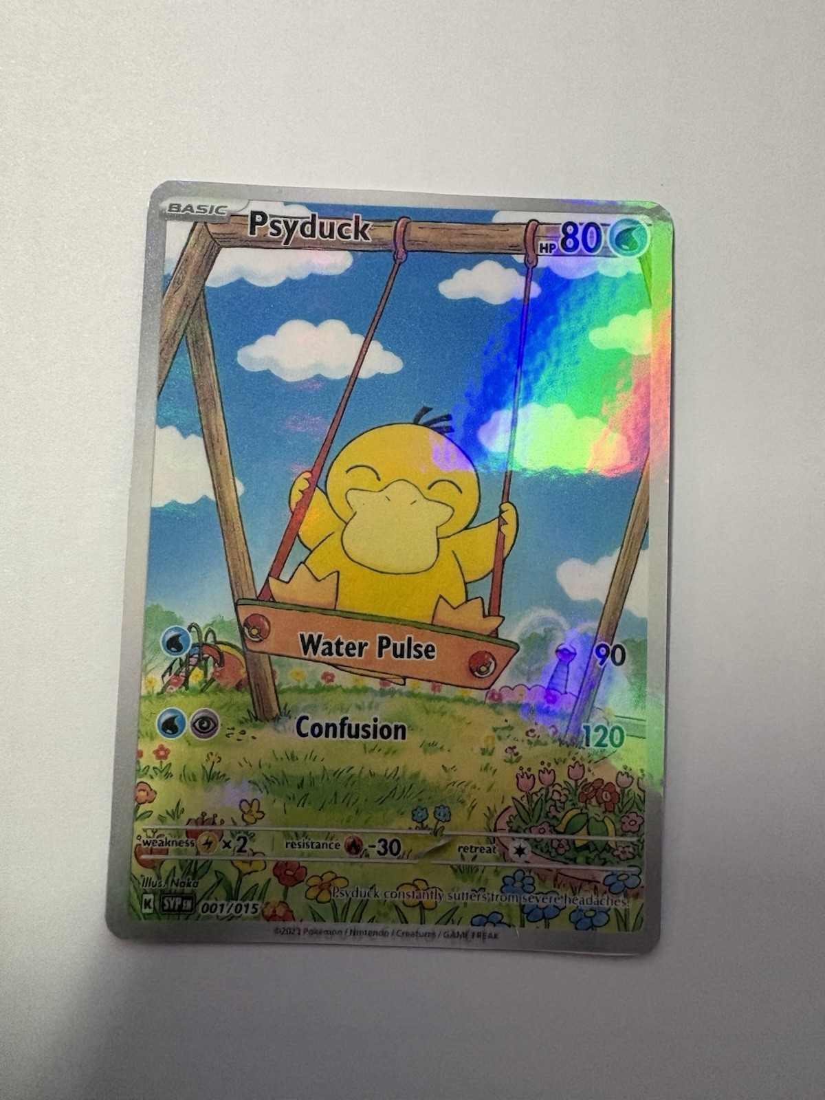 Custom Psyduck Full Art Holo Card - Fan Made TCG Proxy Replica (Swing Art)