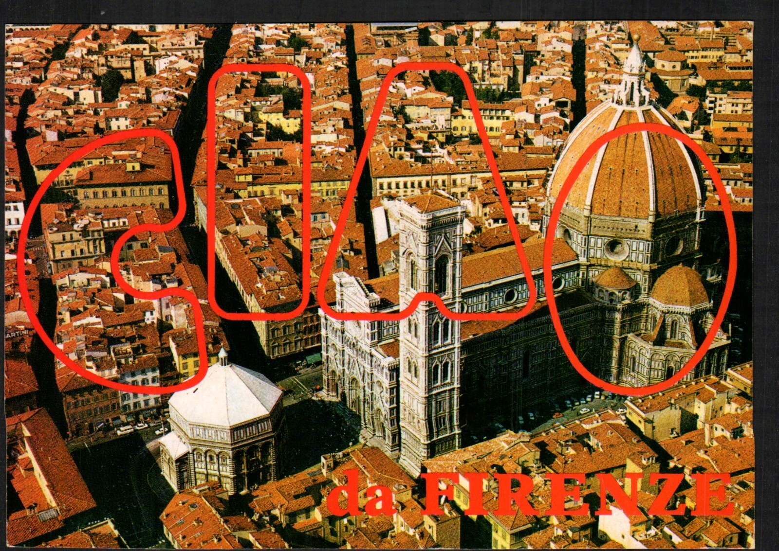 Old Postcard CIAO Aerial View of Cathedral Florence Italy