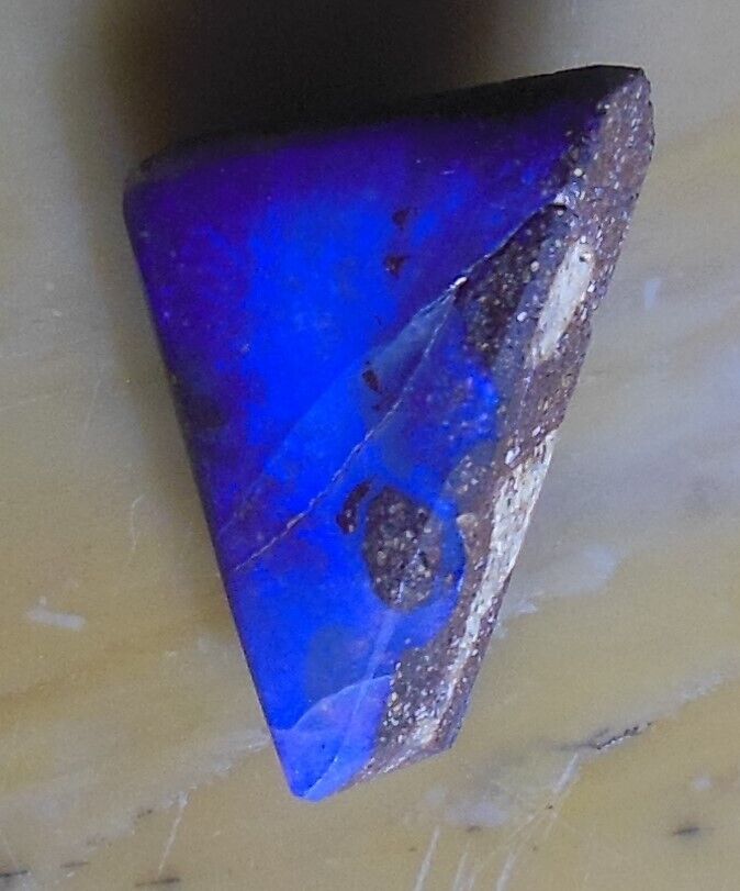 5.9ct Boulder Opal Rub, Deep Blue Color, Shaped to a triangle, Lapidary Special