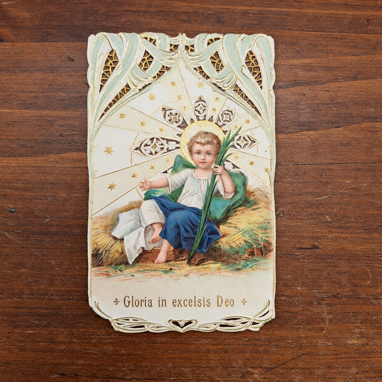 Antique Die Cut Christ Child Holy Card Gloria in Excelsis Deo Embossed
