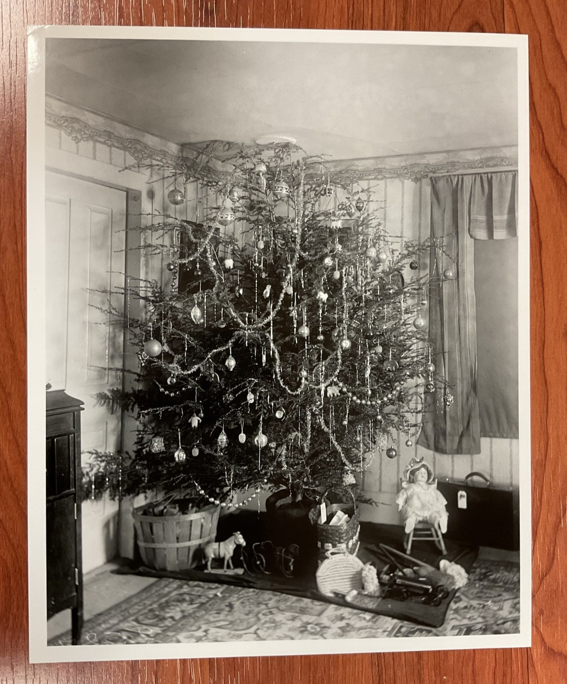 VINTAGE CHRISTMAS TREE ANTIQUE 1926 WINTER PHOTO - 8 x 10  Glossy  Photo