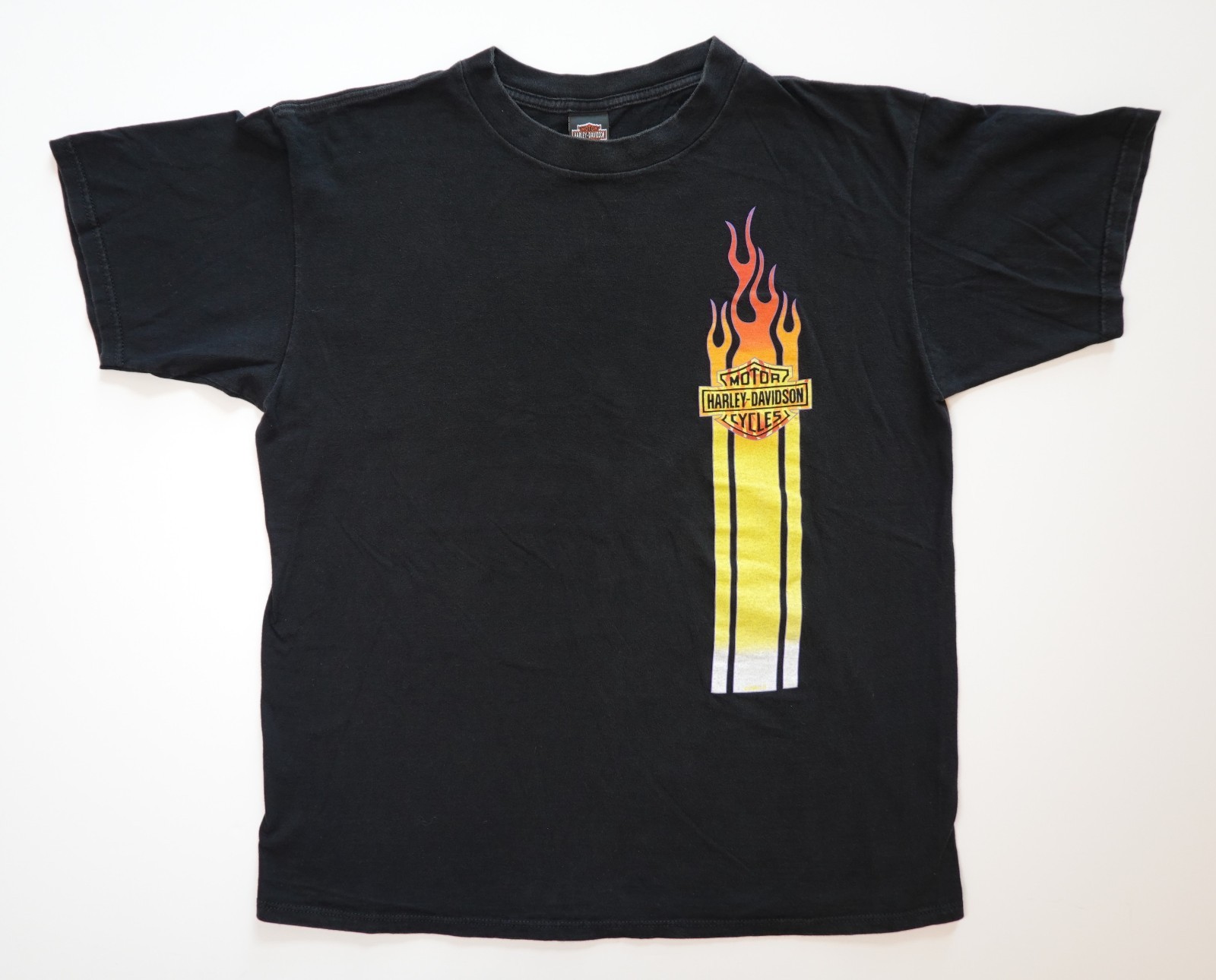 Vintage 1998 Flaming Harley-Davidson Racing Stripe Logo Men's XL T-Shirt