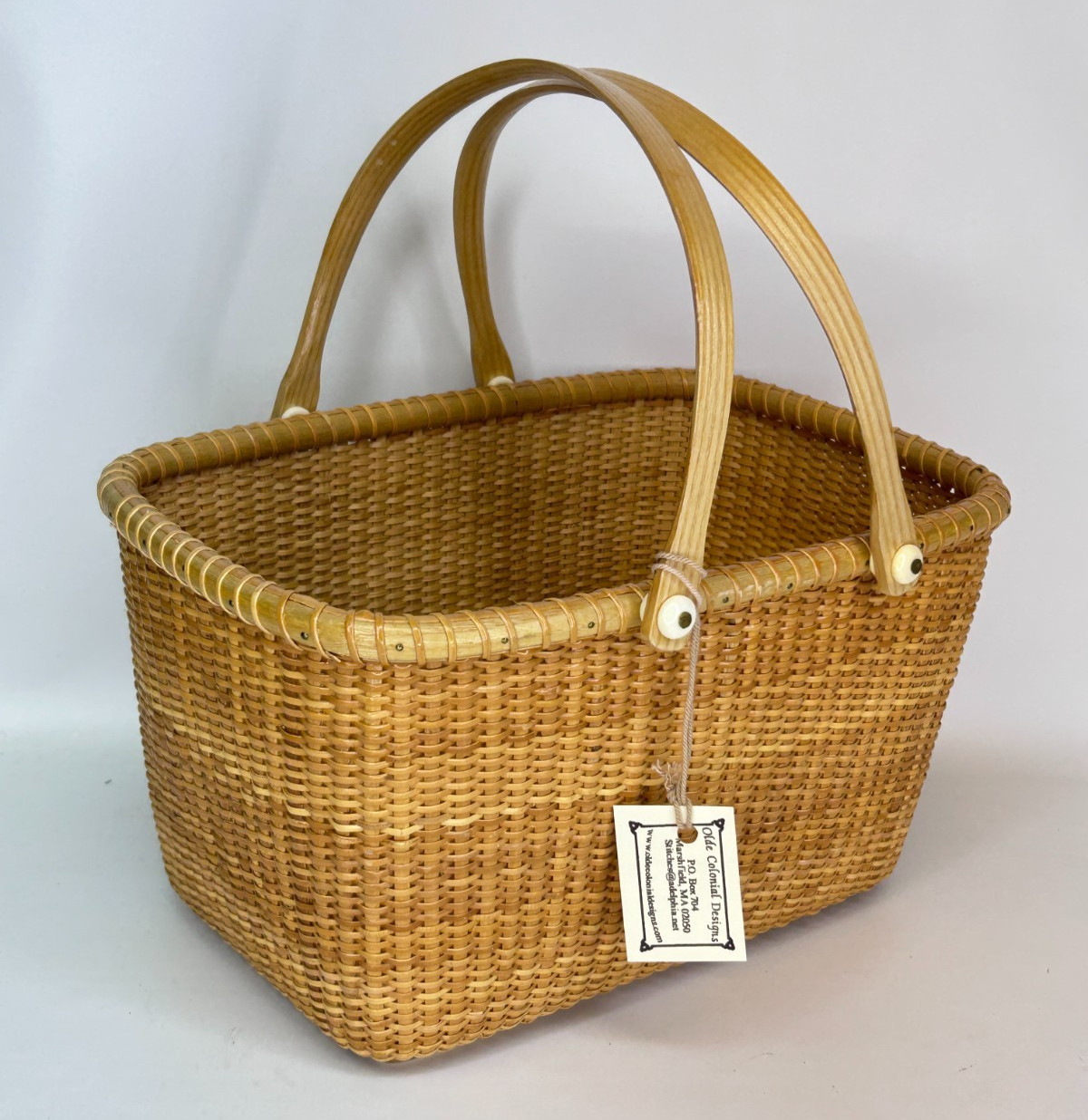 NWT Vintage Olde Colonial Designs Nantucket Basket Rectangle Double Handle