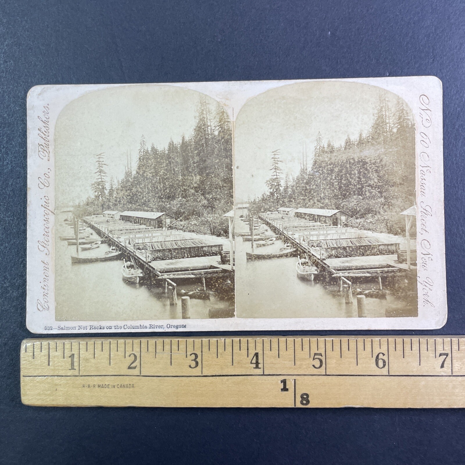 Salmon Net Racks Columbia River Oregon Stereoview Continent Stereoscopic Co