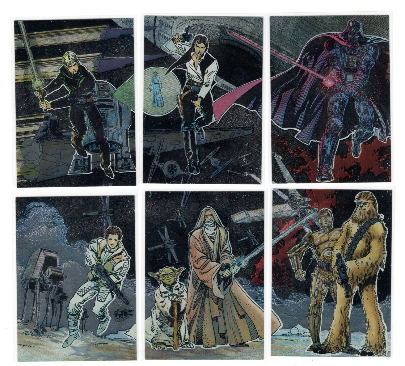 1993 TOPPS STAR WARS GALAXY SERIES 1 ETCHED FOIL 6-CARD SET (1-6) NM/MINT