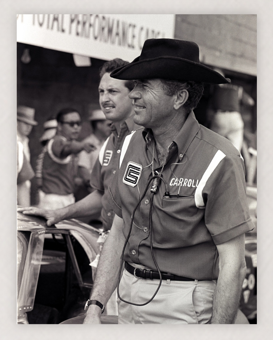 8.5X11 CARROLL SHELBY IN THE PITS TOTAL PERFORMANCE ERA REPRODUCTION PRINT