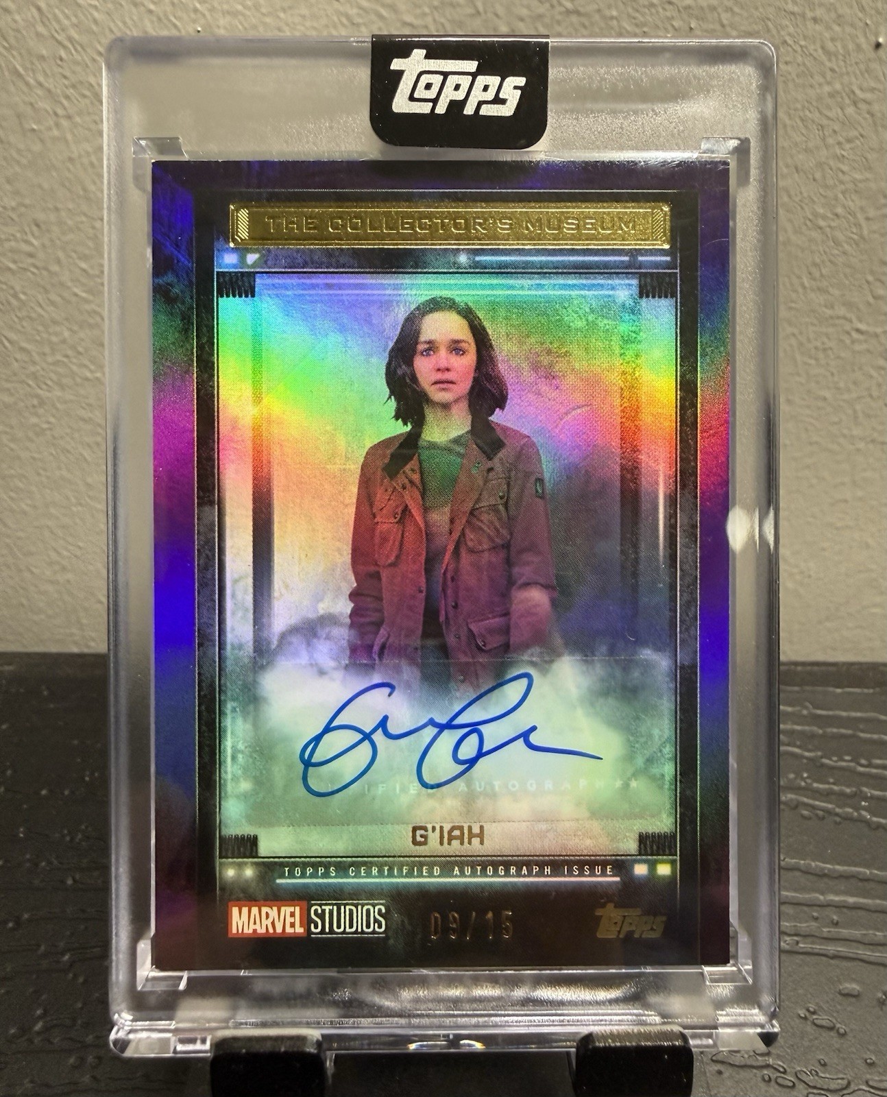 2025 Topps Marvel The Collector Museum Purple EMILIA CLARKE as G\'IAH Auto /15
