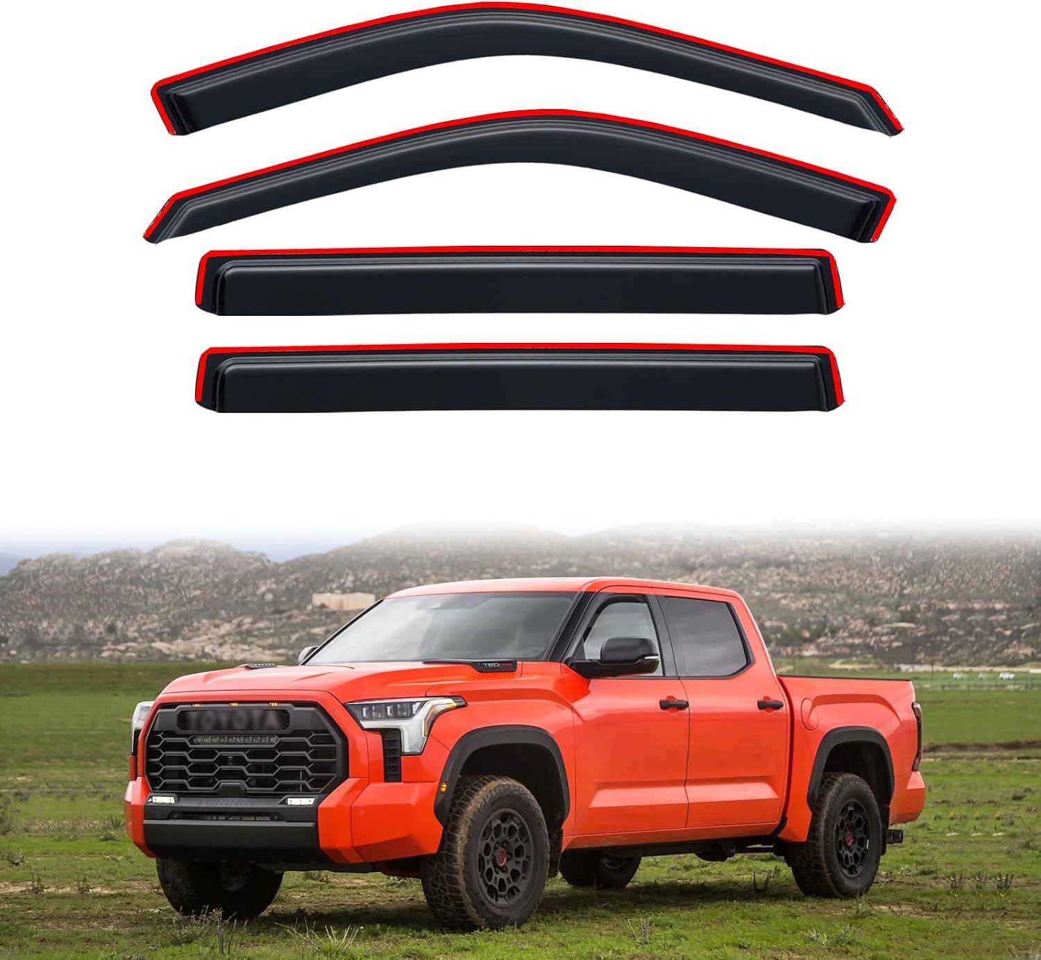 in-Channel Rain Guards for 2022-2026 Toyota Tundra CREWMAX ONLY, Window Visor...