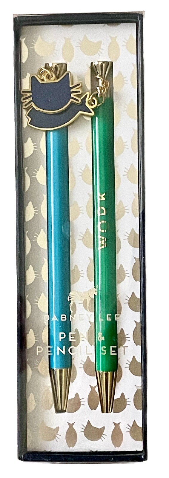 NEW Dabney Lee Pen Pencil Set Kitty Cat Charms Mechanical Pen Box Set Gift
