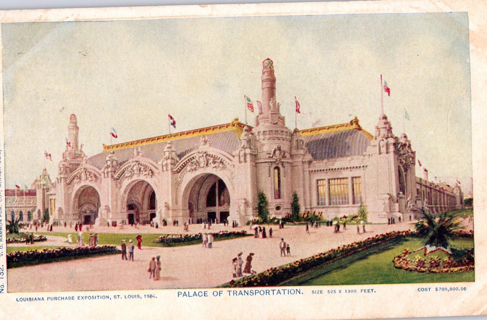 VINTAGE 1904 ST LOUIS WORLDS FAIR PALACE OF TRANSPORTATION HAMMON POSTCARD OX