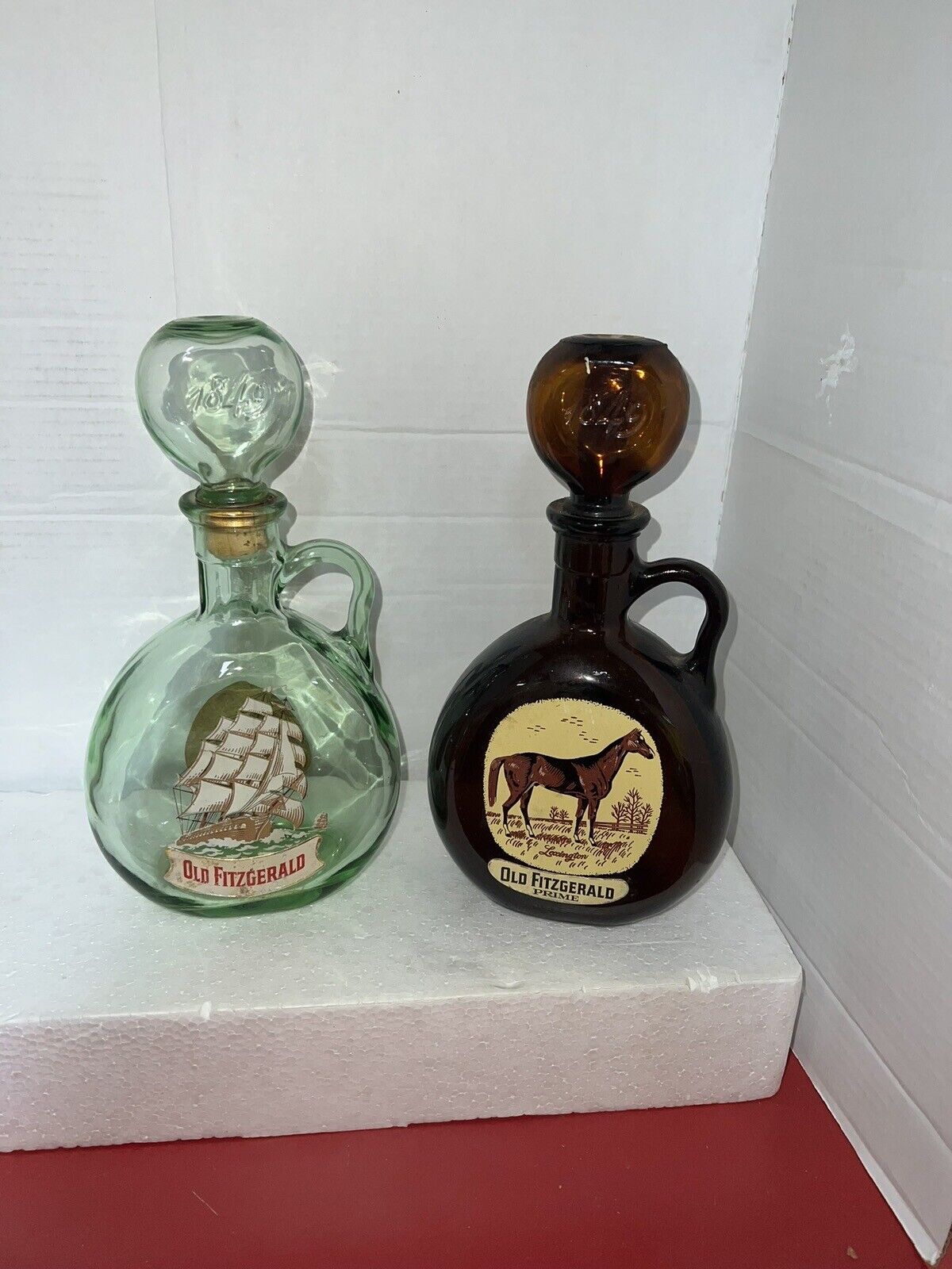 Vintage Old Fitzgerald Glass Decanter Flagship 1967 Lexington 1968 bottles clear