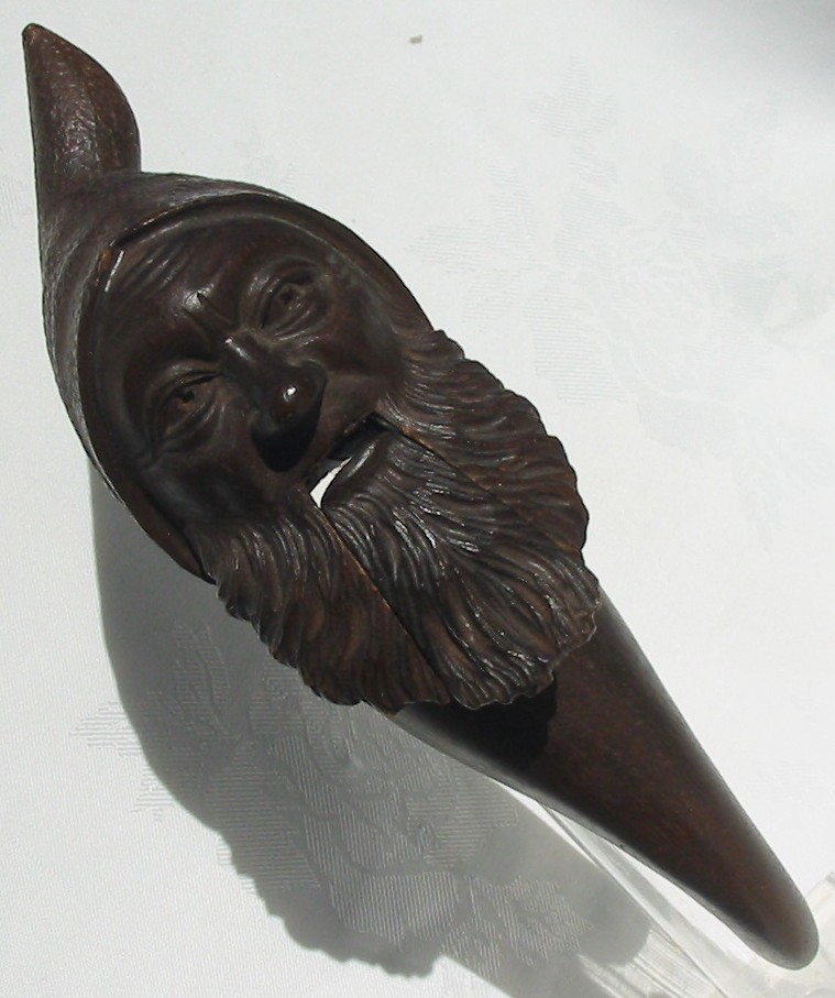Vintage Hand Carved Wood Nutcracker Sculpture Bearded Gnome Man Belsnickle Santa