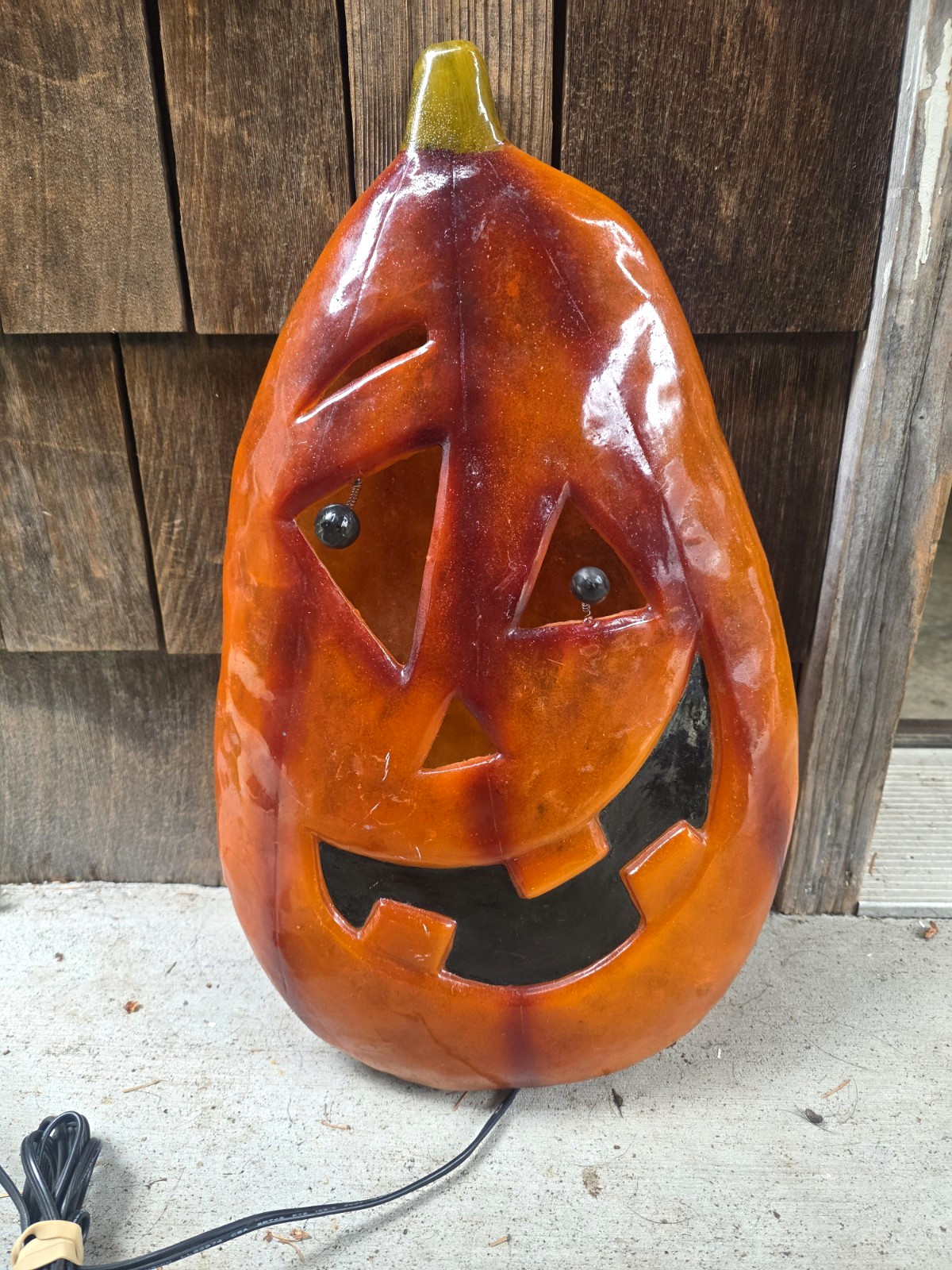 Vintage Halloween Orange Pumpkin Jack-O\'-Lantern Corded Electric Light 