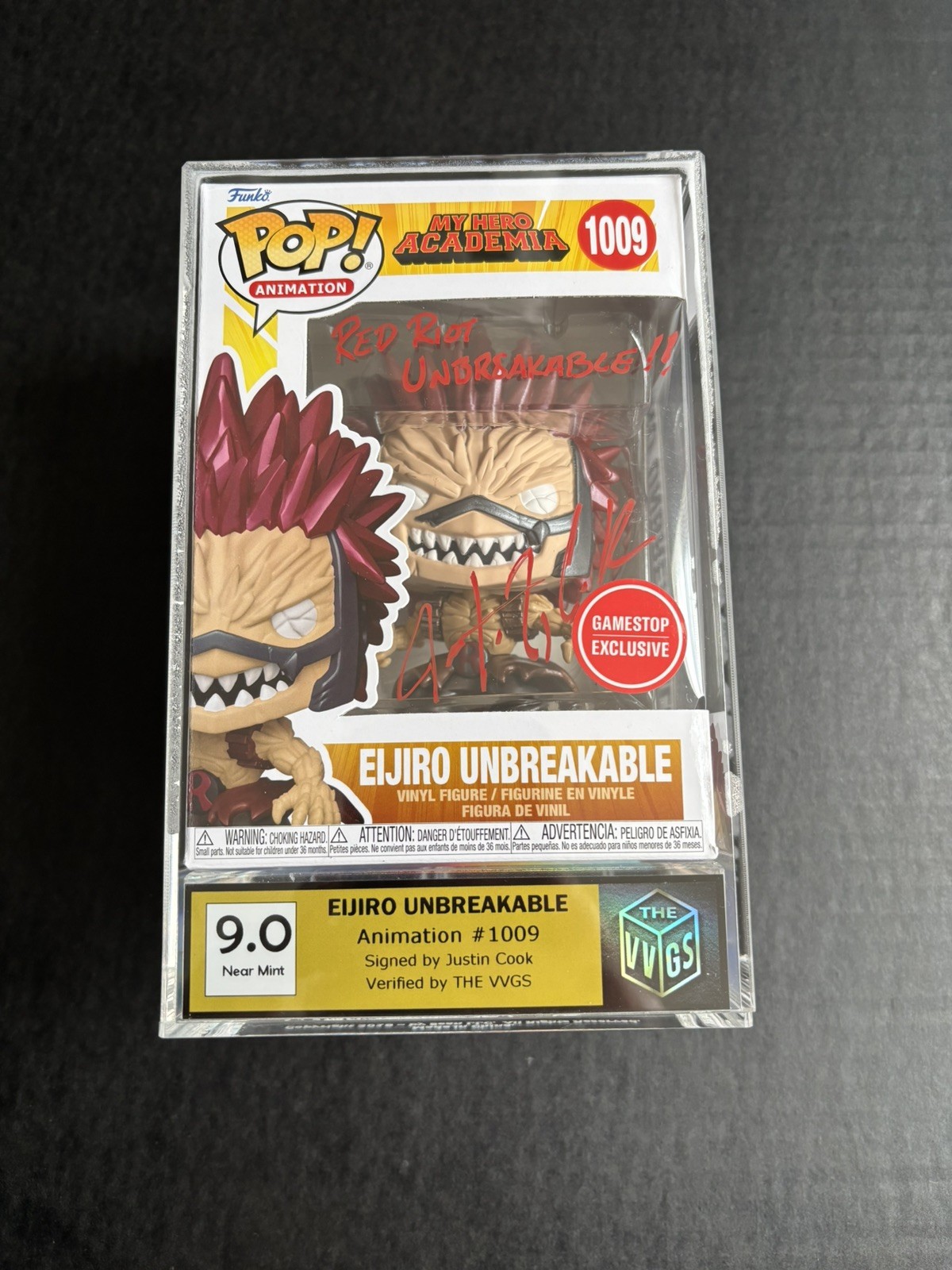 Justin Cook My Hero Academia Eijiro Unbreakable #1009 Signed Funko Pop VVGS 9.0 