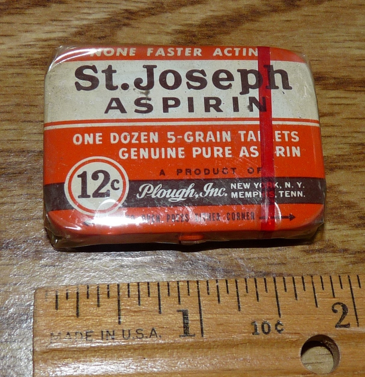 VINTAGE NOS COLLECTIBLE SEALED TIN ST. JOSEPH ASPIRIN PLOUGH INC 12c