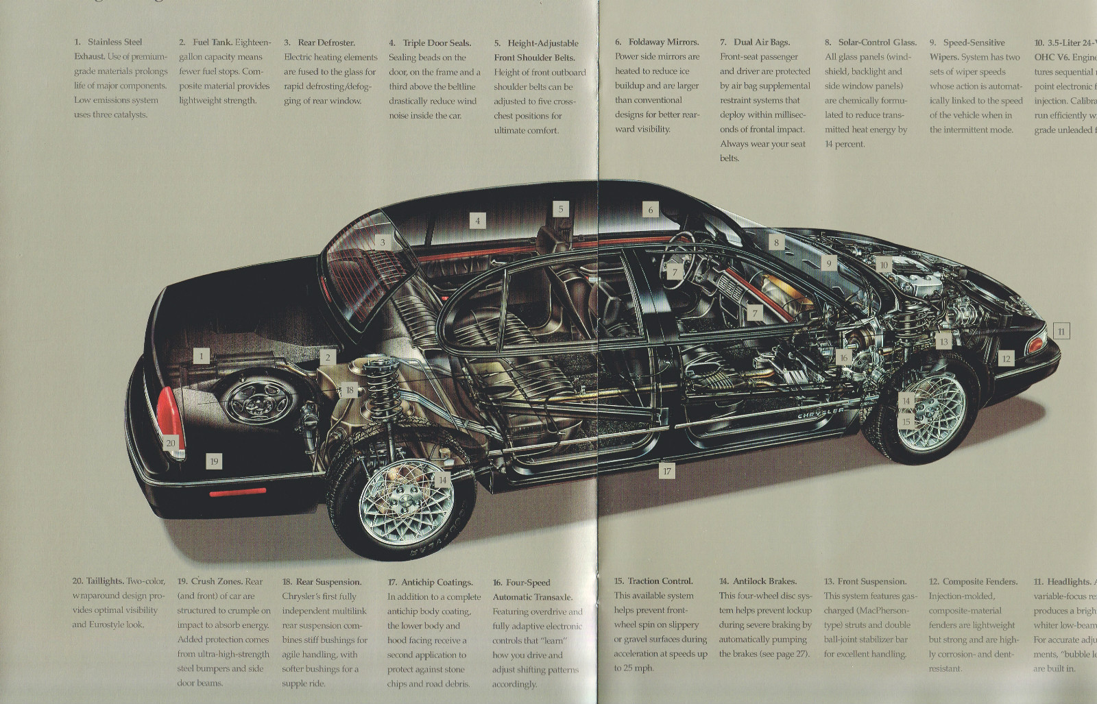 Big 1994 Chrysler NEW YORKER Brochure / Catalog with Color Chart