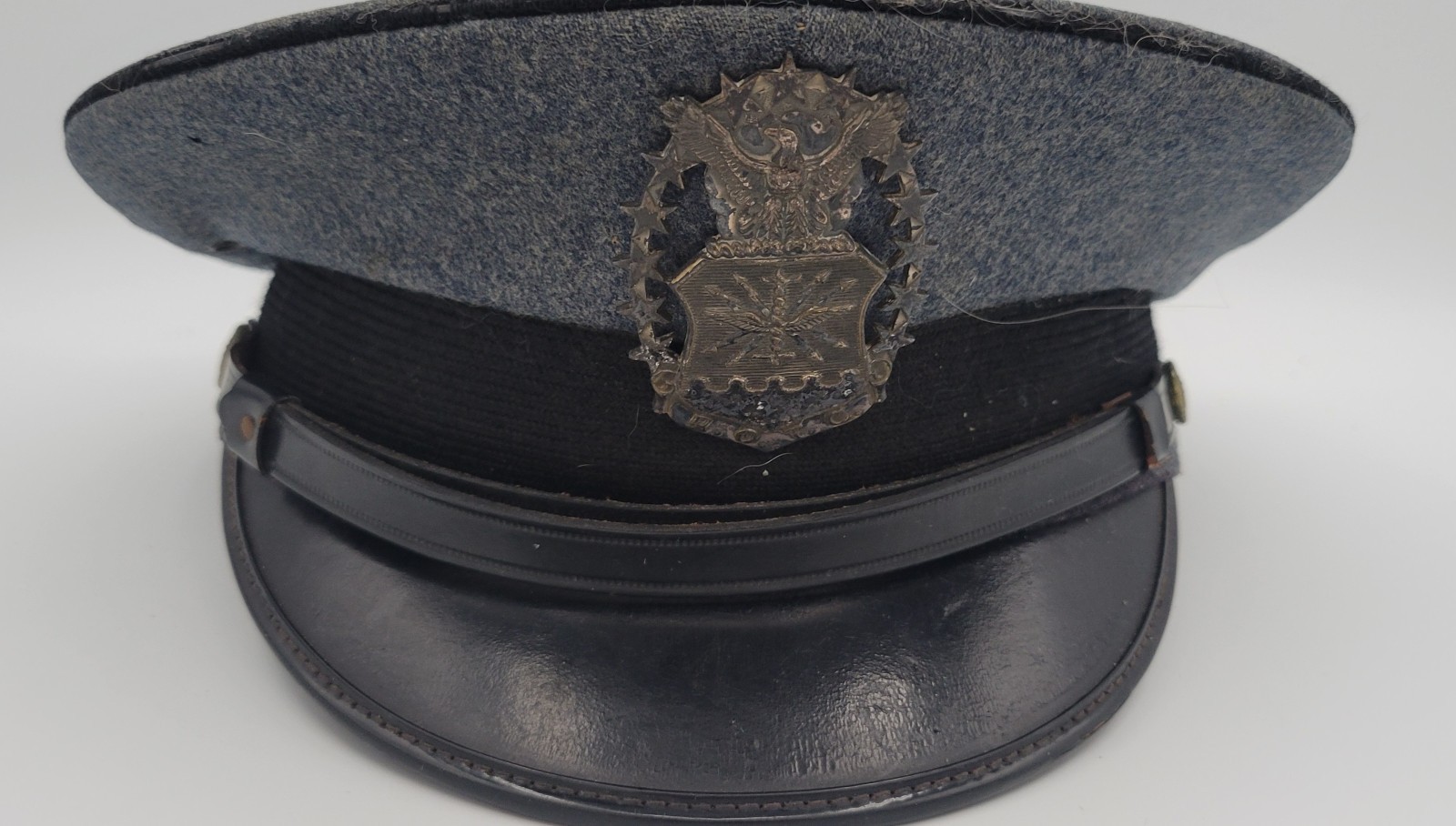 VINTAGE 50\'s-Vietnam Era USAF Cadet ROTC Officer Service Cap Blue/Gray 