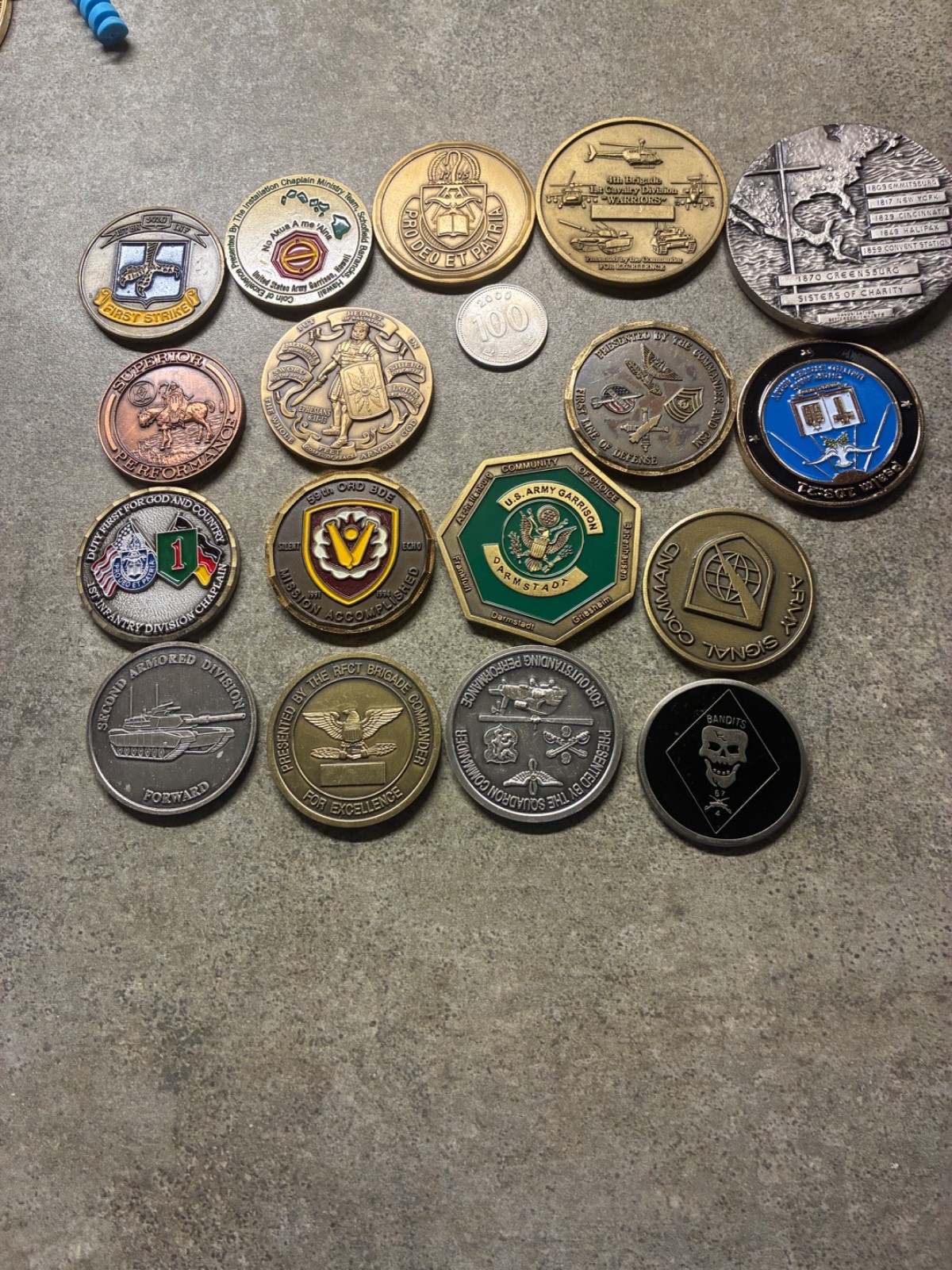 vintage military lot of challenge coims 