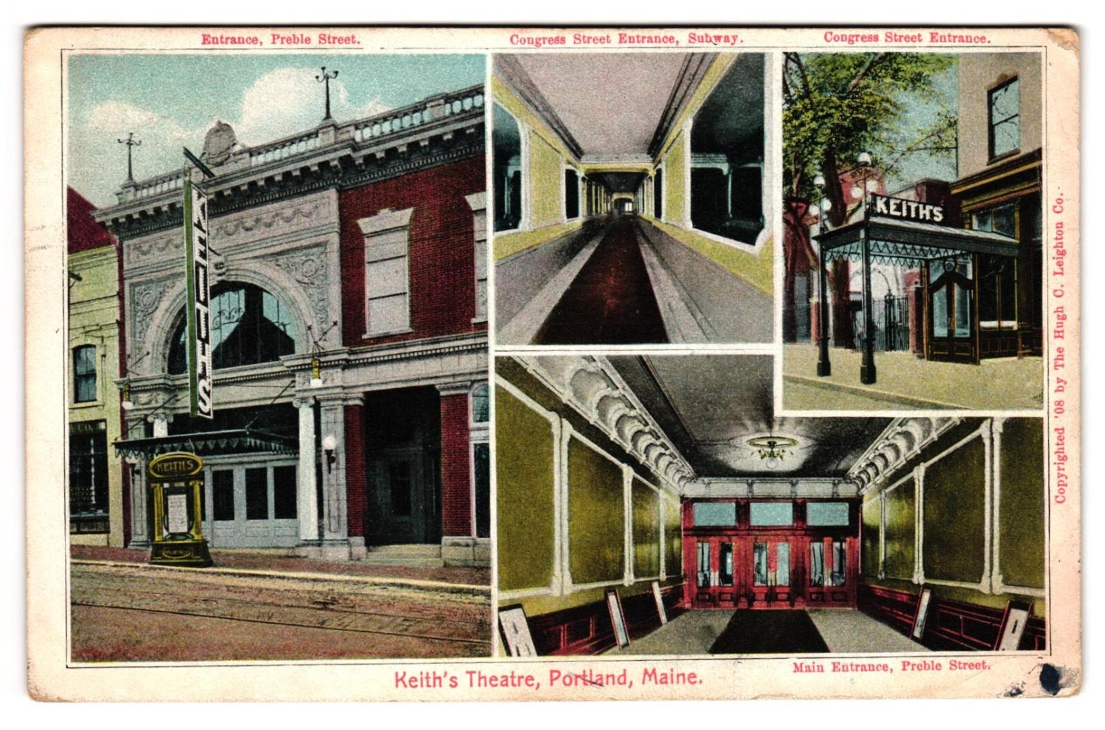 Keith\'s Theater Portland Maine ME Multiview Interior & Exterior c1900s Postcard