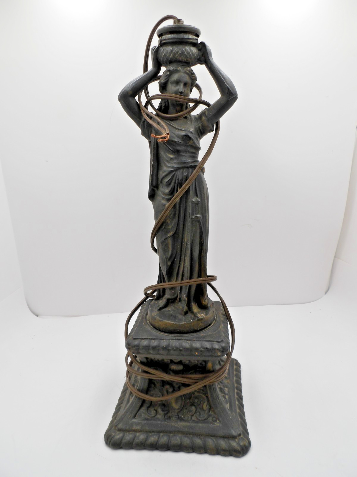 Vintage Art Deco Figural Woman Table Lamp Bronze Spelter Greek Goddess REPAIR