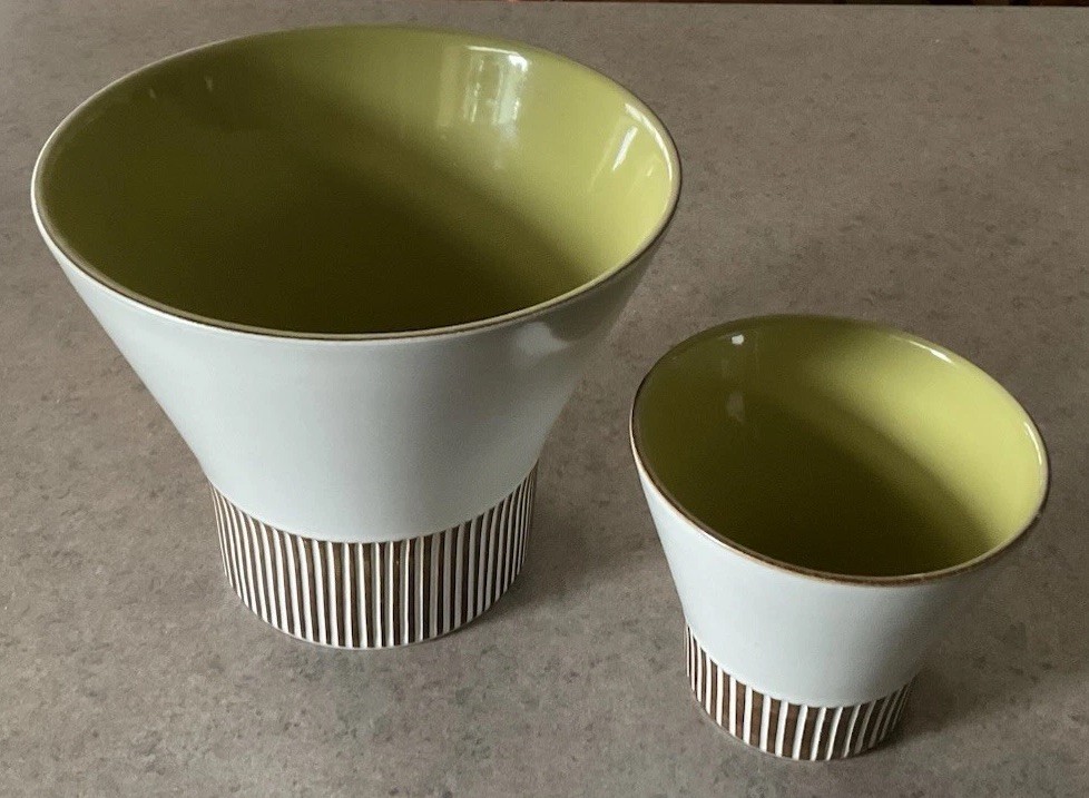 FRIS EDAM :: 1961-69 MCM STUDIO ART POTTERY Set/2 PLANTERS “Cleopatra” HOLLAND