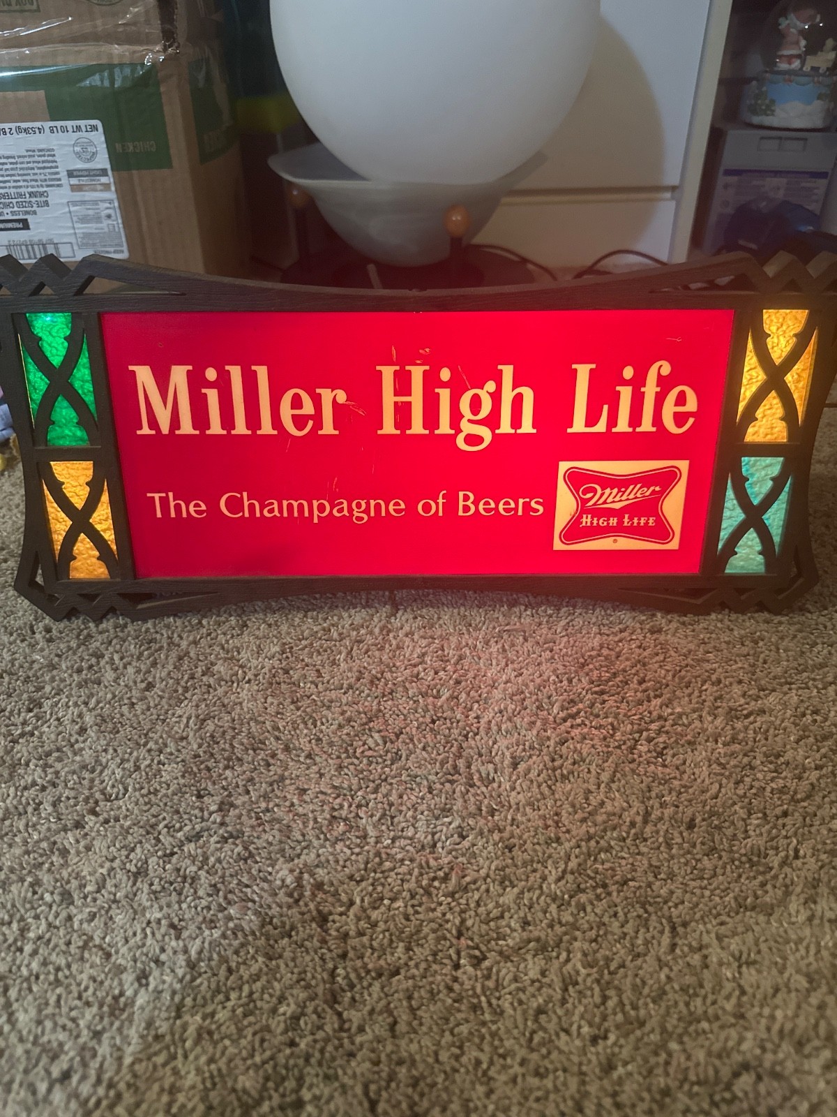 VINTAGE MILLER HIGH LIFE BEER LIGHT UP - LIT SIGN MILLER BRG CO MILWAUKEE WI