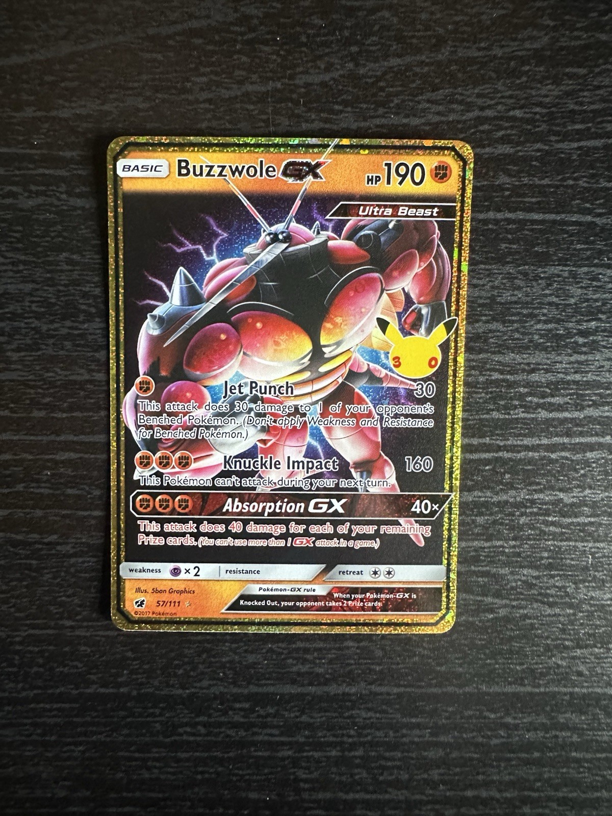 Pokémon TCG Buzzwole GX 30th Anniversary Celebrations 57/111 NM