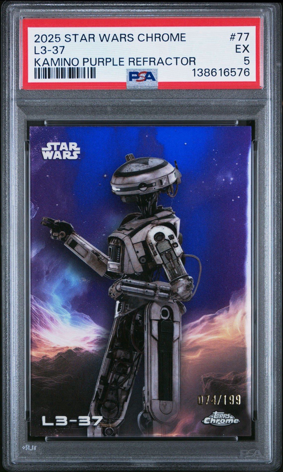 2025 Topps Chrome Star Wars L3-37 Purple Refractor /199 PSA 5 POP 1 #77