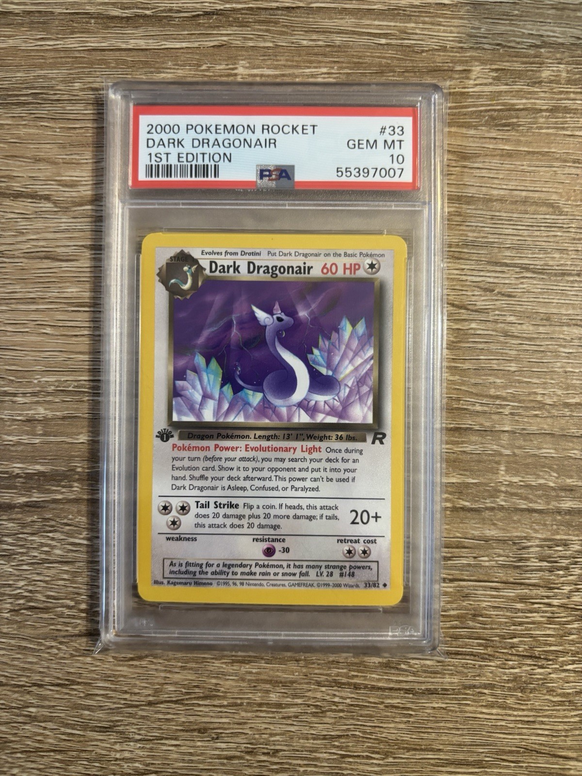 Pokémon TCG 2000 Team Rocket 1st Edition Dark Dragonair 33/82 Regular PSA 10
