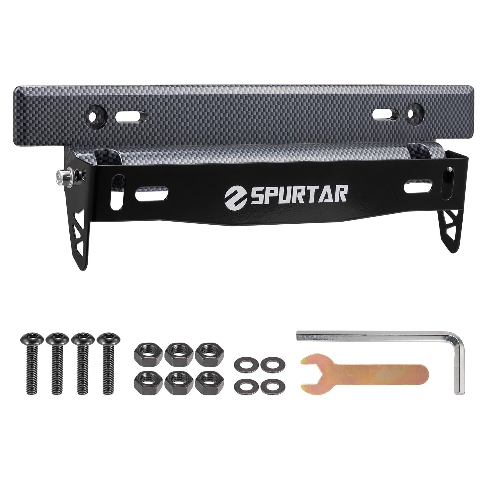 Spurtar License Plate Frames, Adjustable Front Car Holder Black 