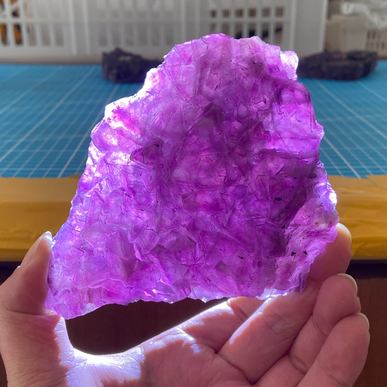 440g Rare Natural Octahedro Purple-Red Fluorite Crystal Mineral Specimen
