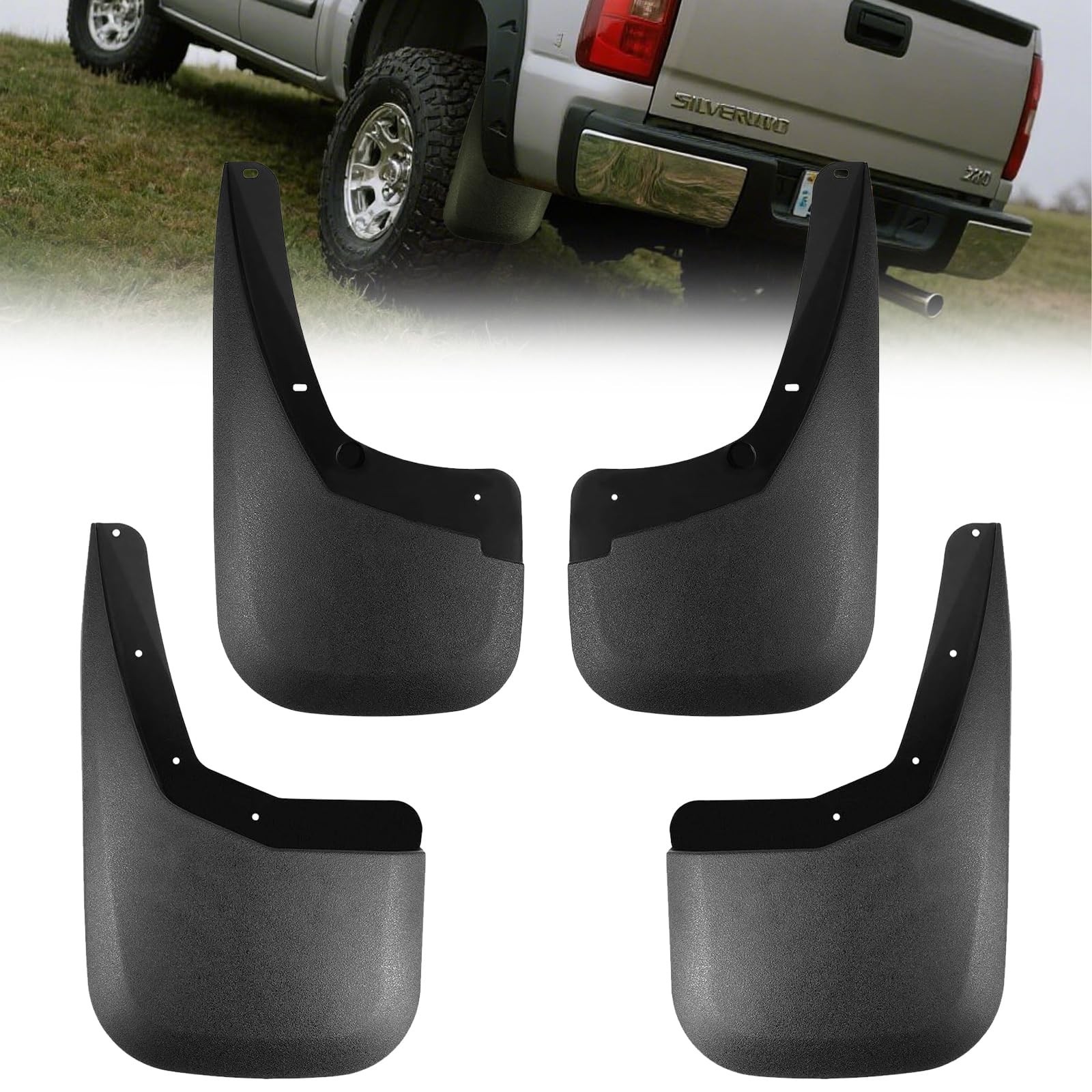 Premium Mud Flaps for Silverado Trucks,4PC Direct Fit Splash Guards for 2007-...