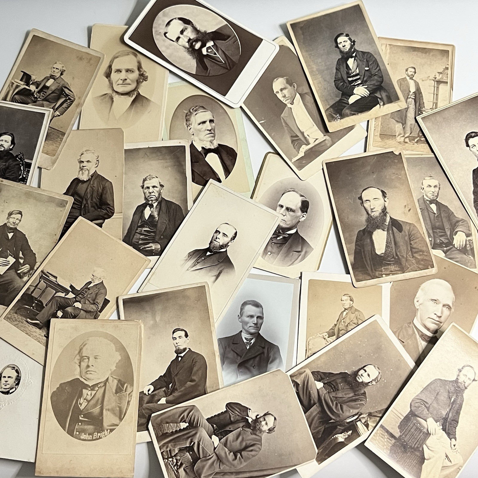 Antique Photograph CDV Lot Of 28 Dapper Mature Men Mustache Beard Man