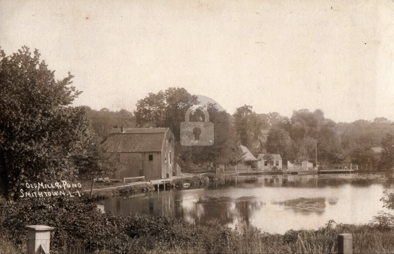 c1910's Old Mill & Pond View Smithtown Long Island NY RPPC Photo Postcard COPY