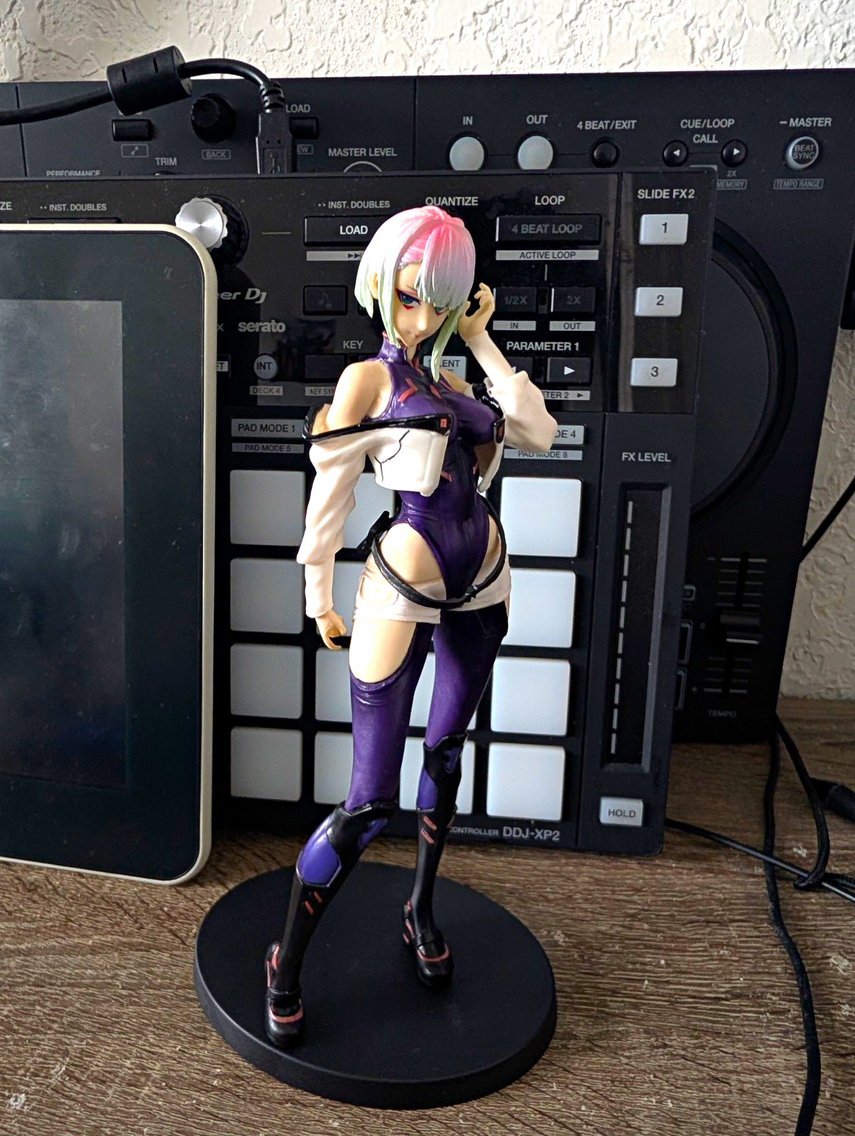 Lucy Cyberpunk Figure Purple & White Outfit w/ Stand Black Display Good Conditio